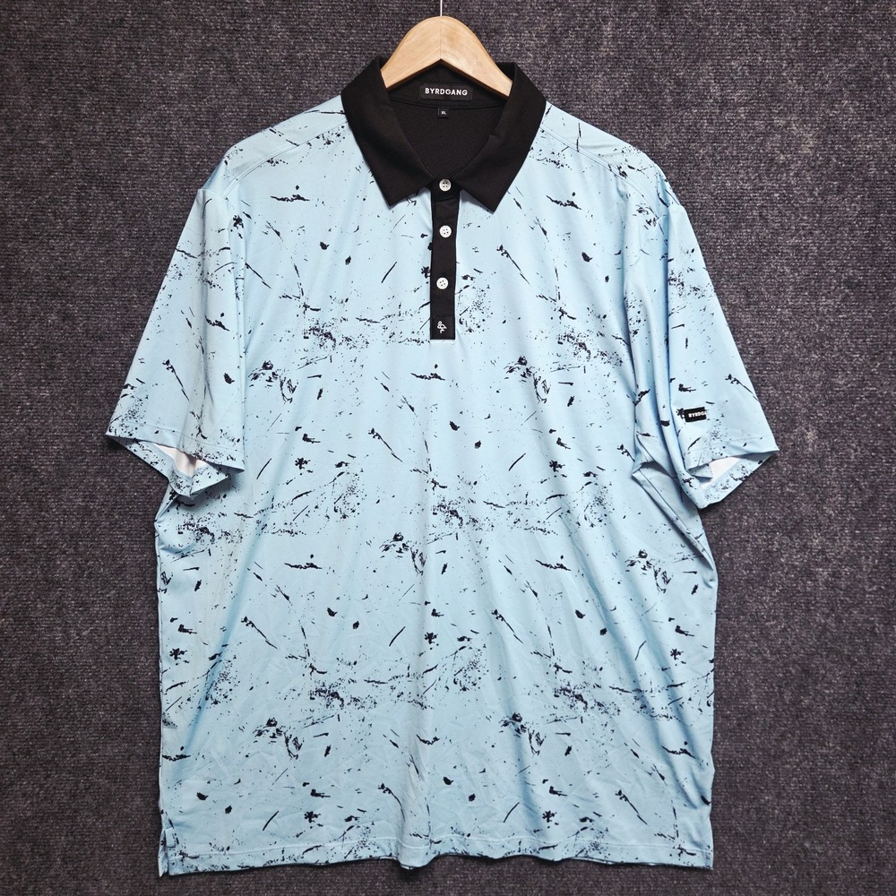 Byrd Gang Shirt Mens XL Drip Blue Performance Golf Polo Casual Short Sleeve